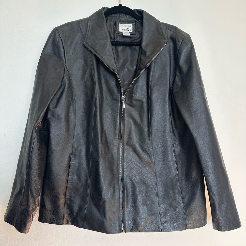 East 5Th, Genuine Leather Jacket, Women's, Nice! Black, Zip-Up, 2 Pockets